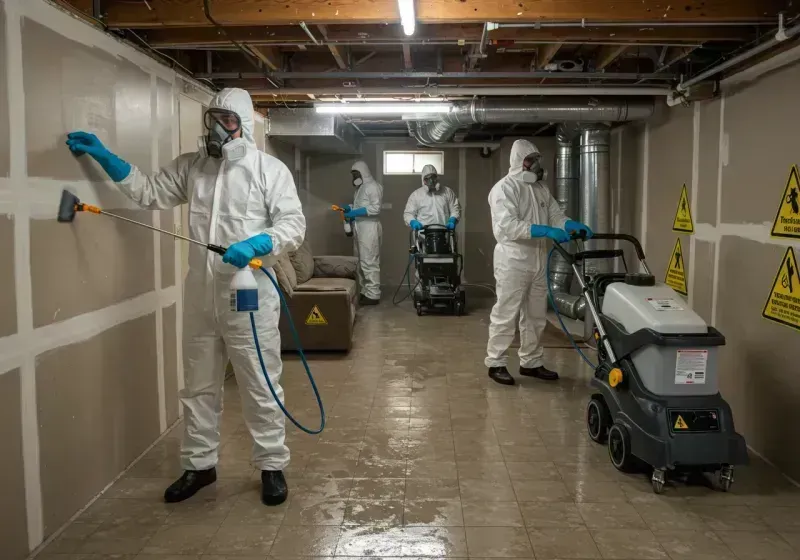 Basement Moisture Removal and Structural Drying process in Gonzales, LA